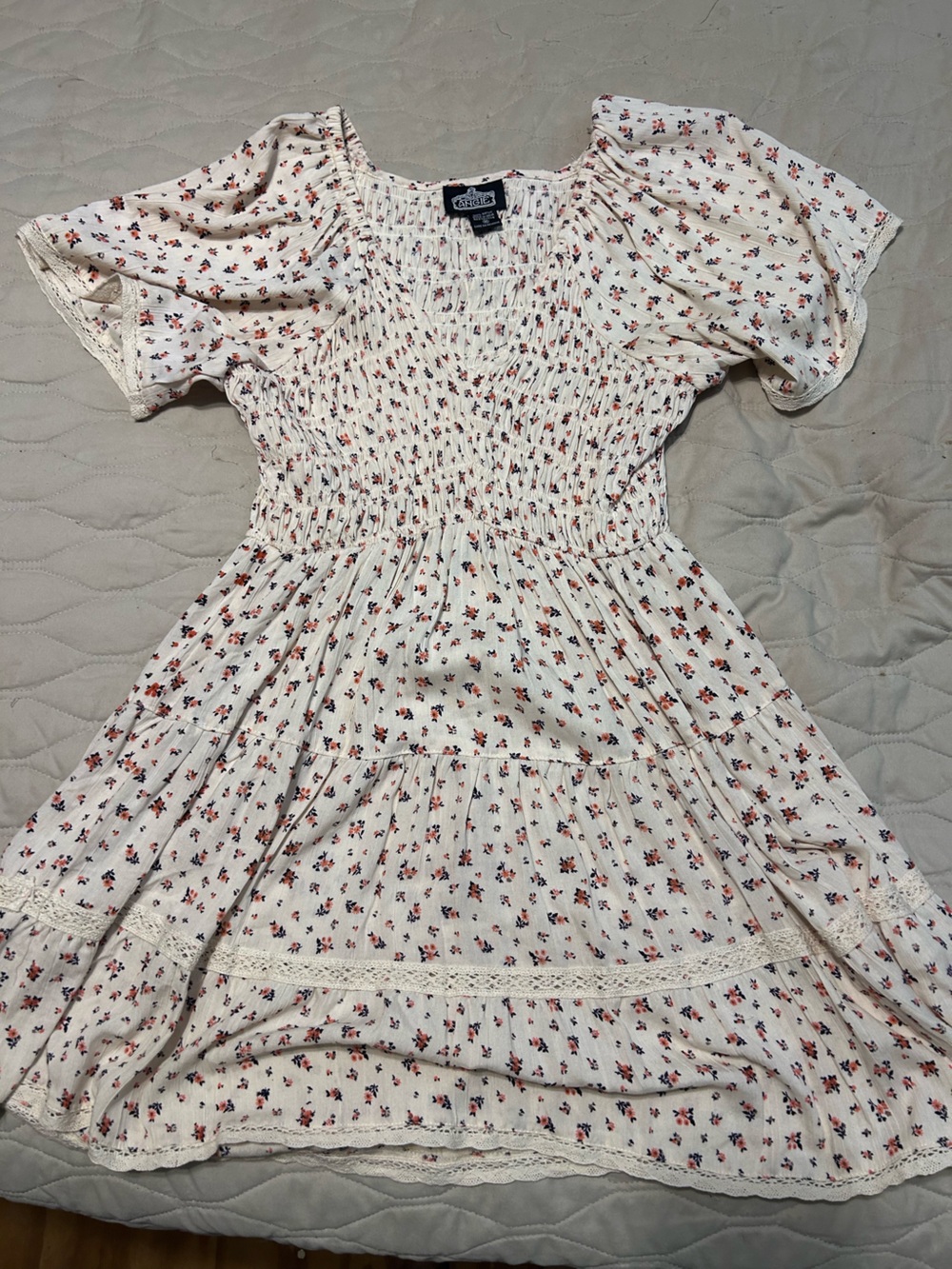Angie Cream Dress with Red & Navy Floral